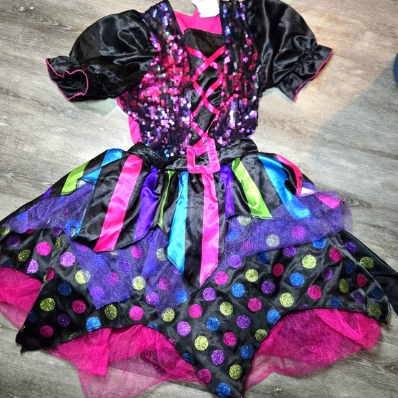 HALLOWEEN COSTUME SEQUIN WITCH WITH HAT SPARKLES GIRLS - Size L‎ 10-12 - Picture 1 of 11